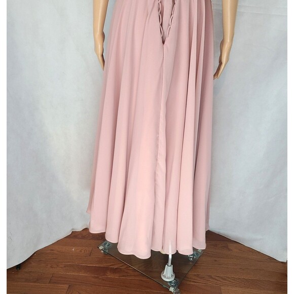 New Mother of the Bride (12) Dusty Rose Illusion Lace & Chiffon Cap Sleeve Dress - Picture 7 of 9